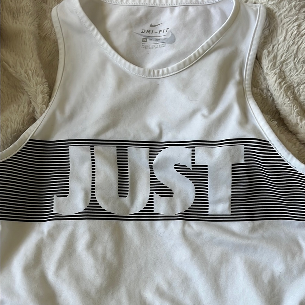 Nike White Tank Top with Black Stripes